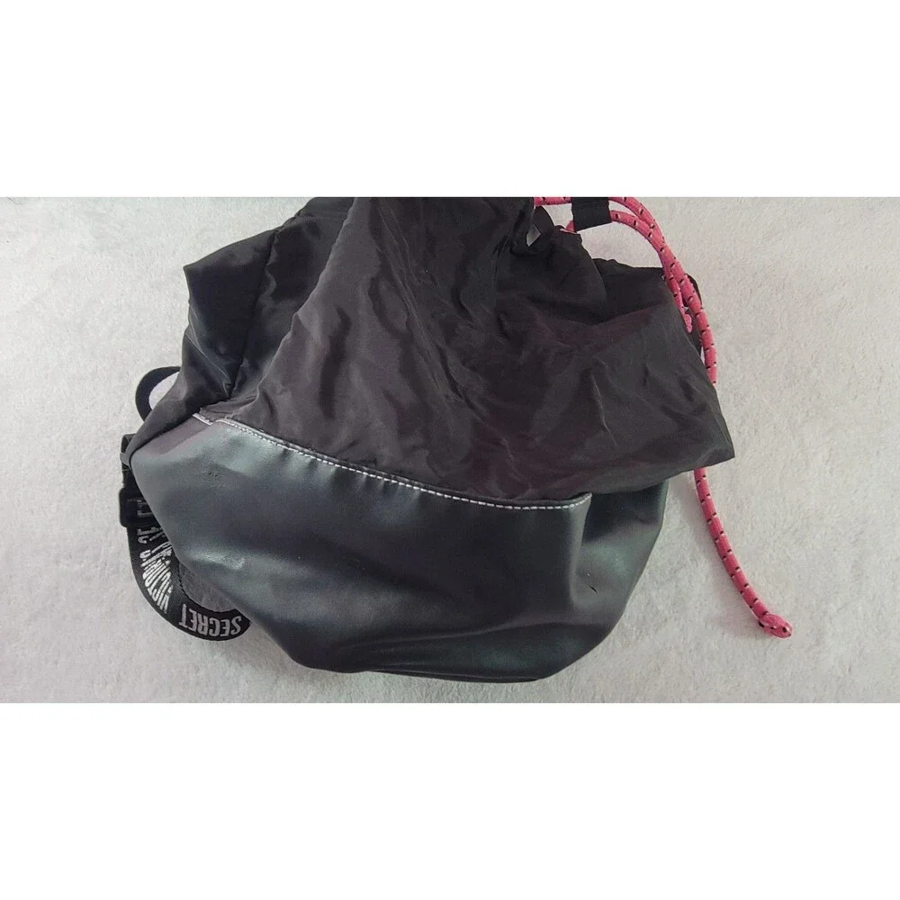 Victoria's Secret Gym Pink Drawstring Backpack Bag Black Missing Logo No Straps